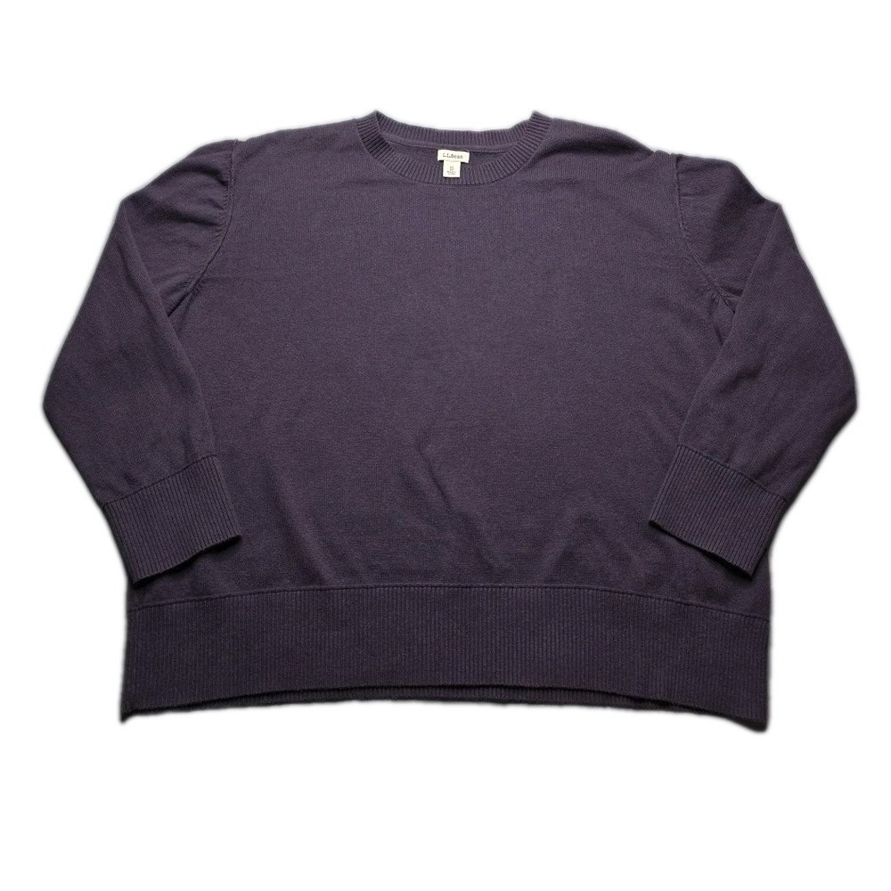 LL Bean Sweater Womens XL Purple Long Sleeve Pullover Cotton Cashmere